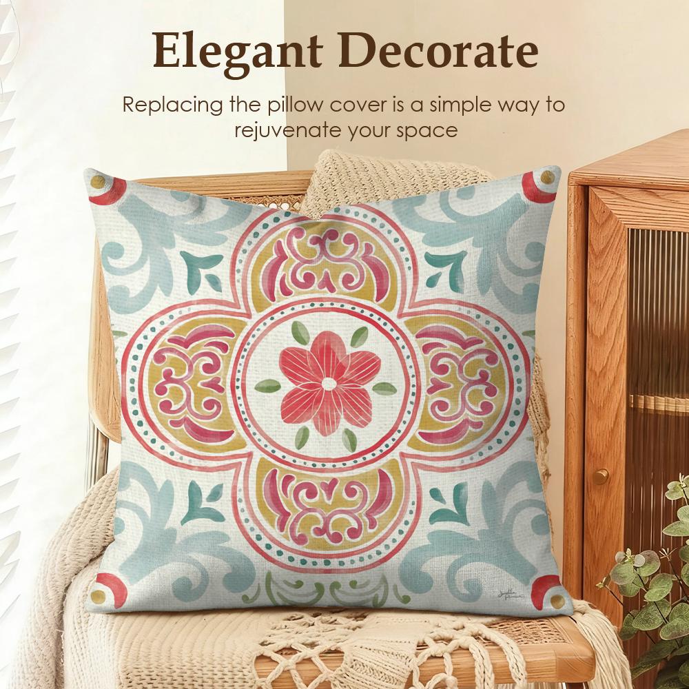 Cute Cartoon Flowers Fashion Art Cushion Cover Natural Linen Organic Fabric DoubleSided Printing Sofa Home Decor Pillow Case