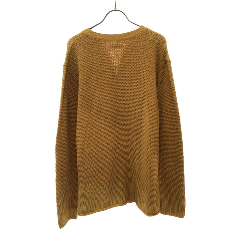 RADIALL Made In Japan Long Sleeve Lace Up Sweater M Yellow Cotton Knit Men's Used