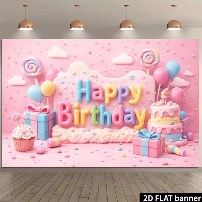 2D Flat Lollipop Banner for Cake Smash Photoshoots, Baby Showers & Kids' Events