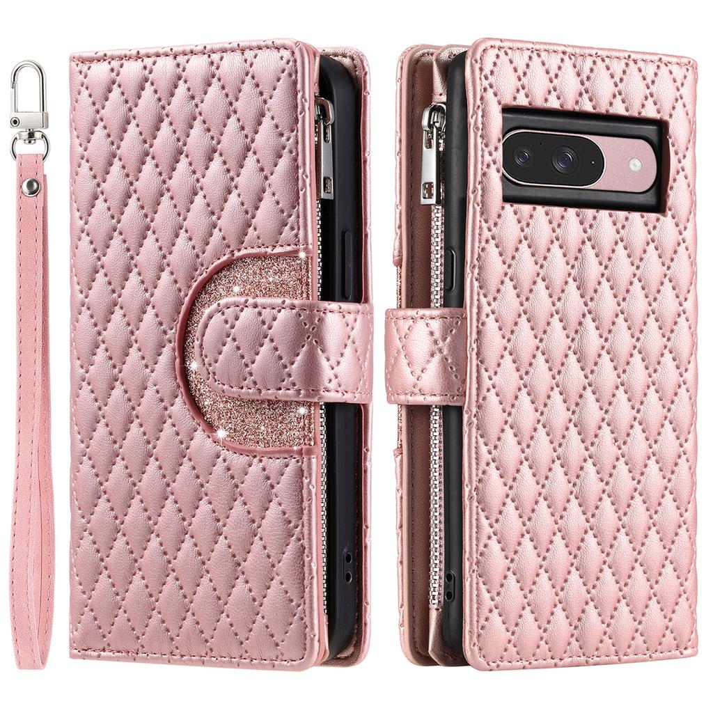 Style 012 for Google Pixel 10 Pro/Pixel 10 Case Zipper Pocket Glitter Leather Phone Cover