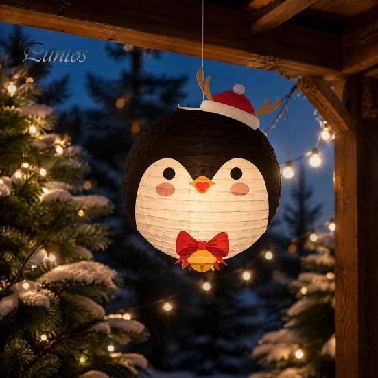 Birthday Party Decorative Props Christmas Paper Lantern, Cute Gingerbread Man Snowman Elk Pattern Ceiling Hanging Mexican Inspired Ornaments