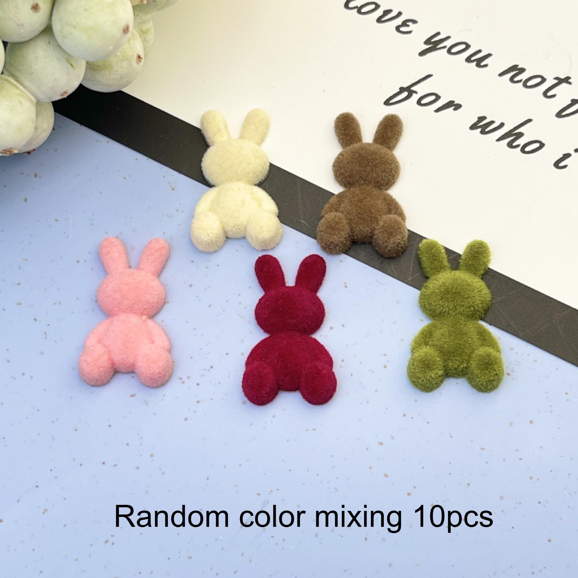 

10pcs Mini Rabbits - Handmade Plush Flock Animal Beads with Fluffy Flock Coat, DIY Craft Pendants for Easter & Ramadan Gifts