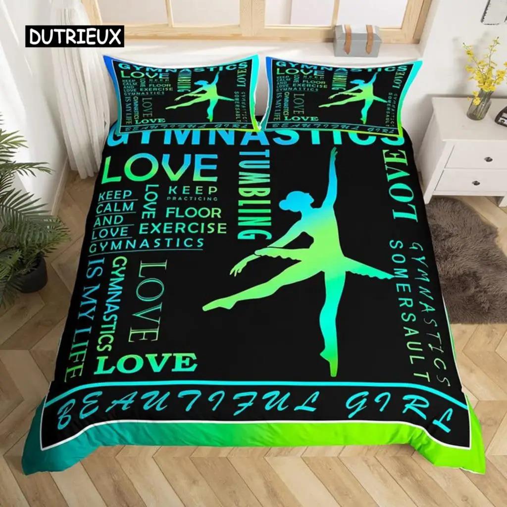 Ballett Bettwäsche Set Liebe Gymnastik Bettwäsche Set Polyester Tänzer Musikalische Decke Abdeckung