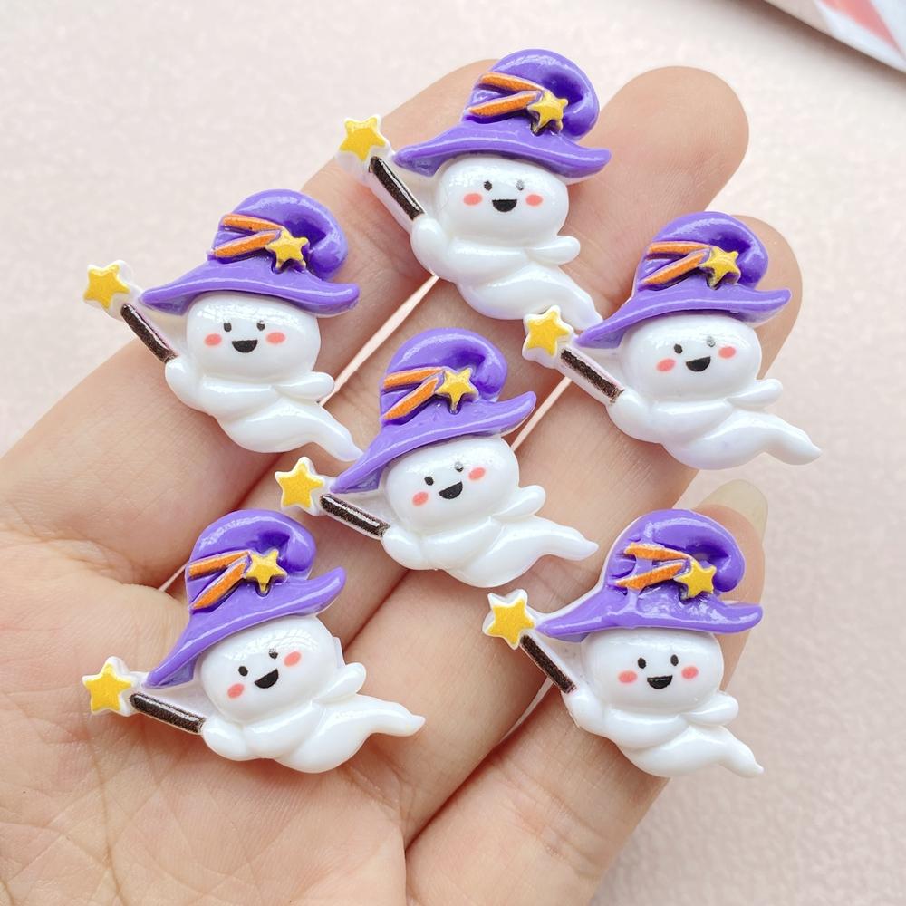 

10Pcs New Cute Resin Cartoon Halloween Ghost, Pumpkin Series Flat Back Scrapbooking DIY Jewelry Craft Decoration Accessories