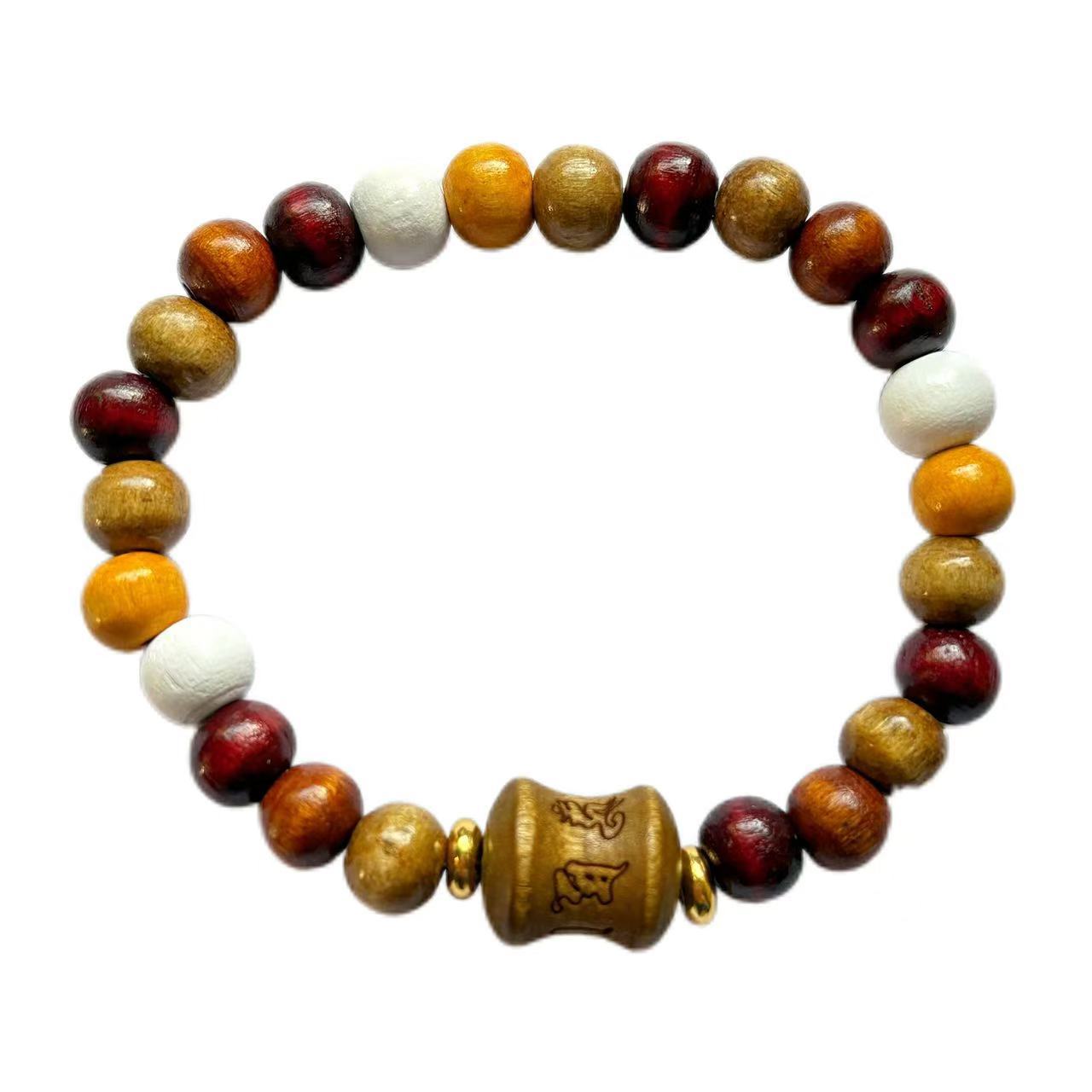 

Браслет из кокосовой скорлупы, деревянных чипсов и бирюзового креста, мужской хип-хоп, ручной работы, эластичный деревянный браслет с бусинами