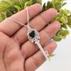 Green Tourmaline Gemstone 925 Sterling Silver Zircon Key Necklace, Designer Long Pendant 2.1" , Women Jewelry For Gift CZP-17-3