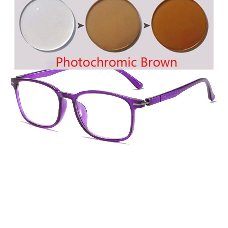 Women'S Fashion Color Changing Sunglasses New Style Photochromic Reading Glasses Far-Sighted Diopters Eyeglasses Prescription