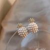 925 Sterling Silver Korean Style Pearl Pineapple Stud Earrings, Simple, Fresh, Aesthetic for Women.