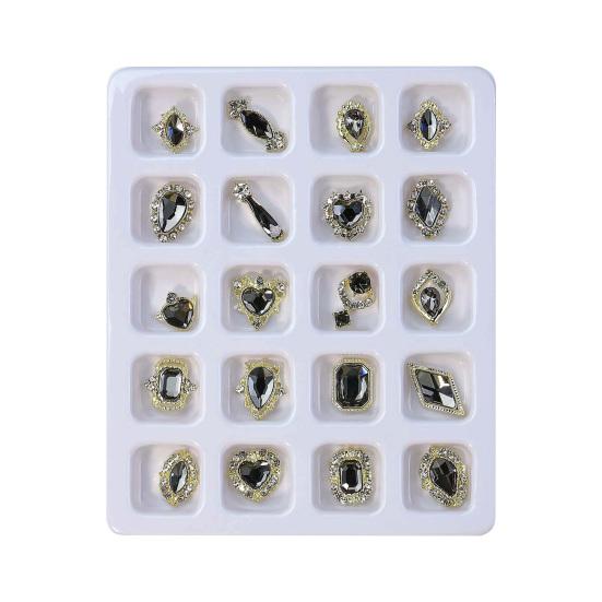 20Pcs/Box Nail Manicure Decor Gloss Three-dimensional Shining Art Sparkling DIY Faux Diamond Nail Alloy Decor