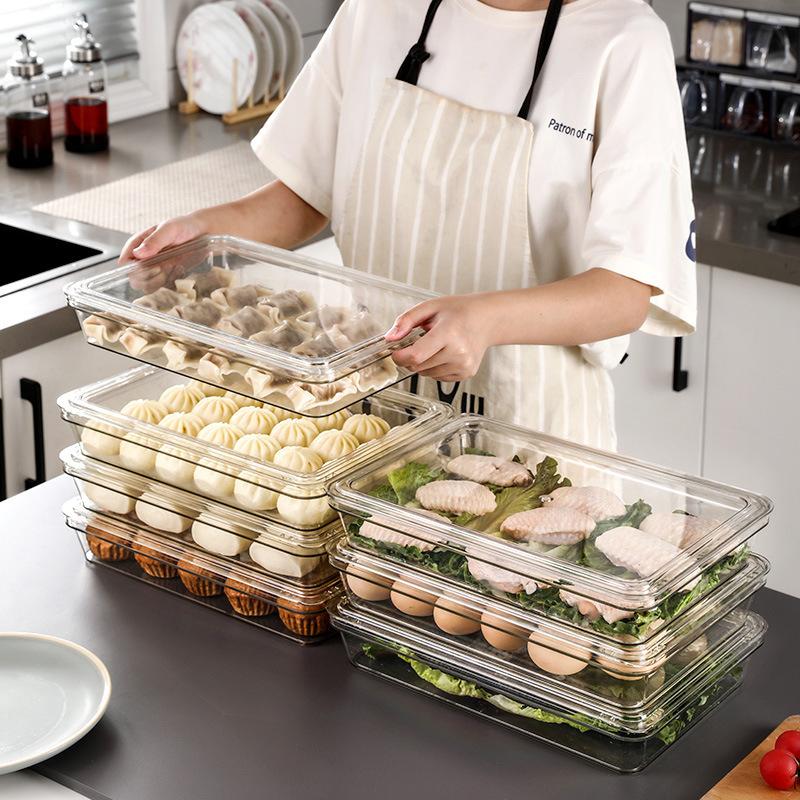 Dumpling Storage Box Single-Layer Transparent Refrigerator Dumpling Fresh Keeping Container Home Kitchen Food Sealed Storage Box