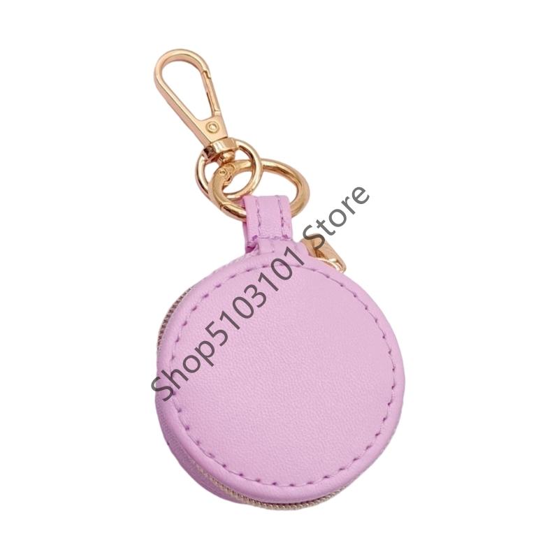 Simple Portable Mini Leather PU Jewelry Box Keychain Travel Bag Charm Pendant Earring Ring Storage Box Key Chain Accessories