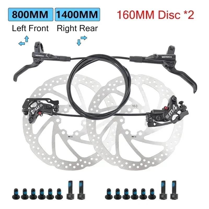 Freni Meroca 4 Pistoni Freni Idraulici Freni per Bicicletta Mtb Pinza Rotor 160mm Set Bicicletta da Montagna 800/1400mm per E4 ZEE M420