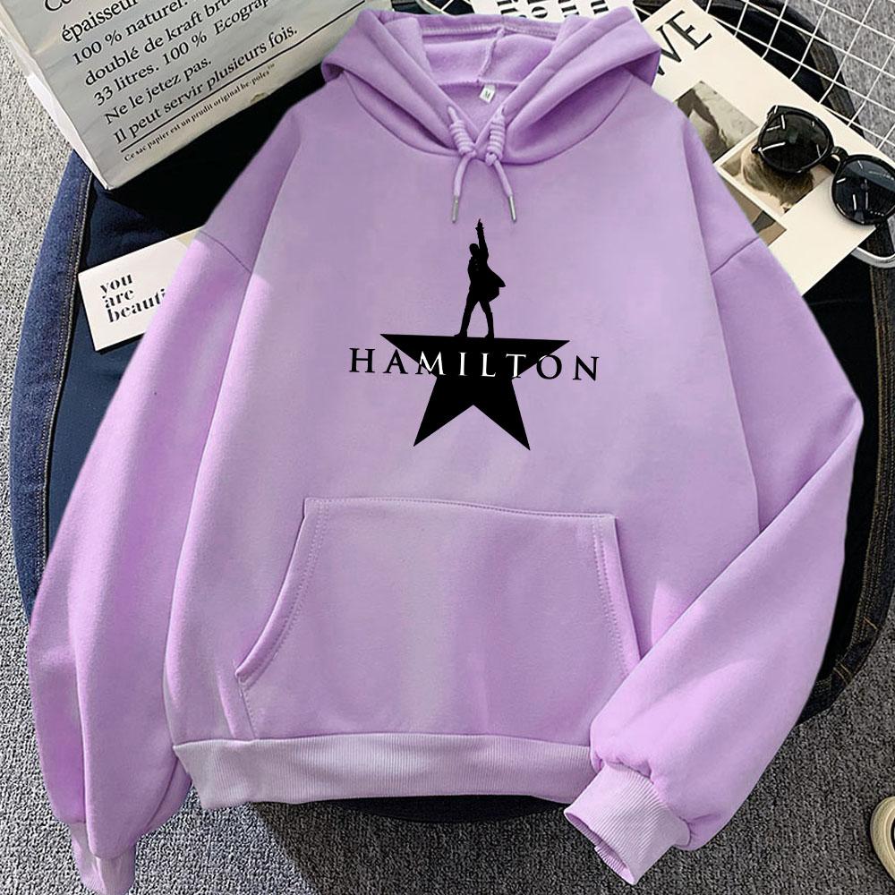 Winter Long Sleeve Hooded Pullovers Musical Hamiltonn Graphic Hoodies Sudadera Mujer Round Neck Pocket Women Sweatshirts Printed