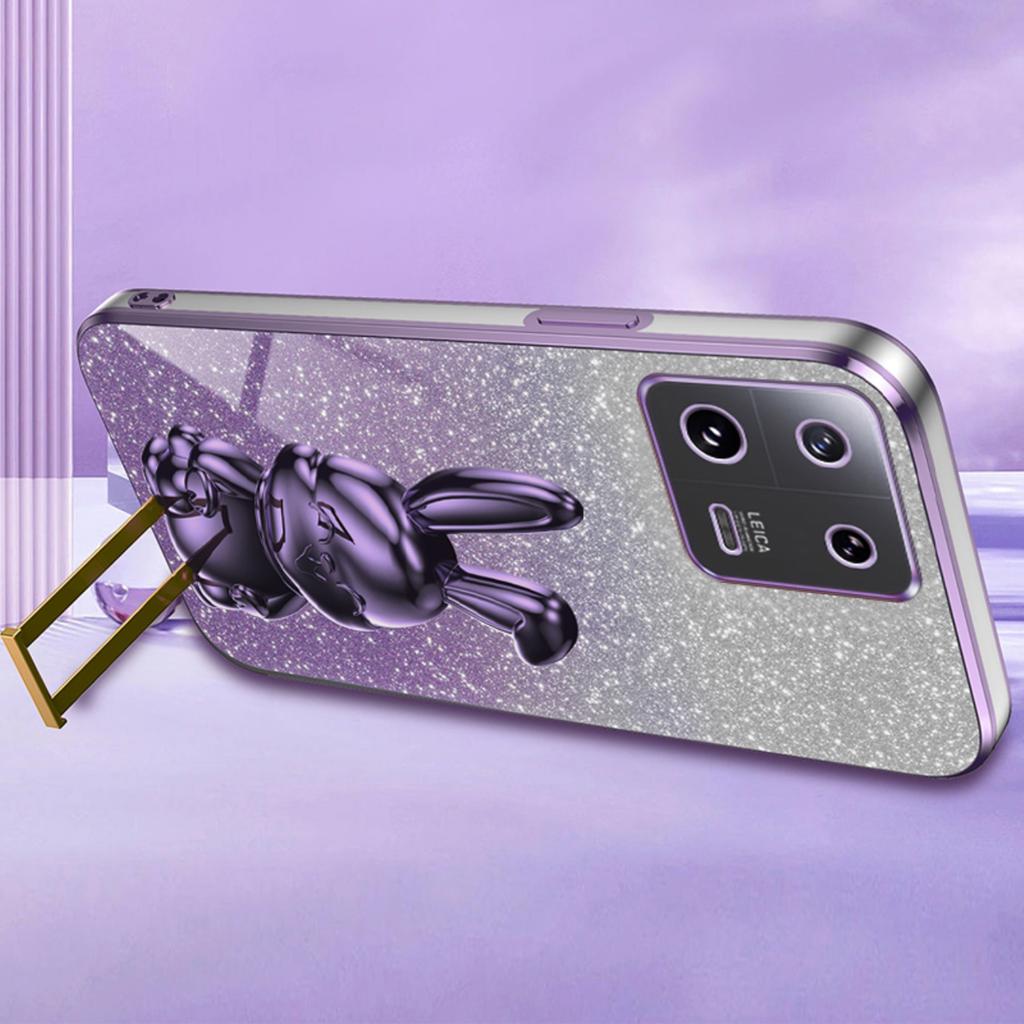 For Xiaomi 13 Cell Phone Case Fashion Glitter Pull-out Kickstand Anti-shock PC+TPU Cover