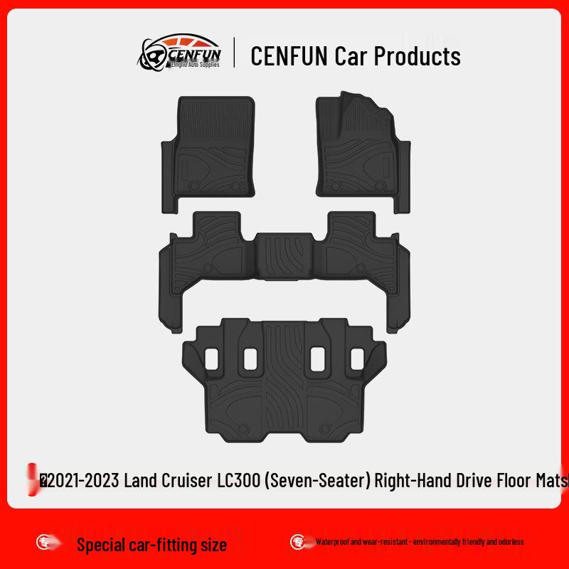 Toyota Land Cruiser LC300 TPE 7-Seat Floor Mats & Waterproof Trunk Mat for LHD/RHD.