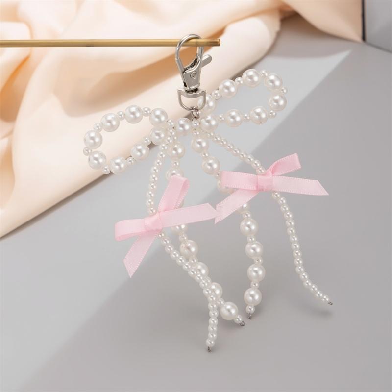 Lovely Strawberry Bowknot Phone Strap Charm Pendant with Star Accents Sturdy Handbag Adornment Craft Supplies for Girls