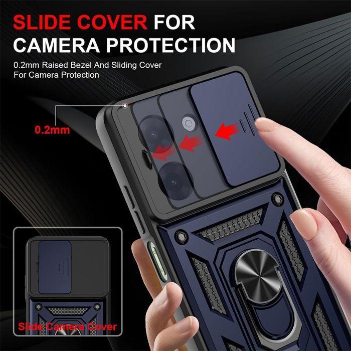 Coque de protection - E.F.Connection - pour Xiaomi Redmi A5 - Antichoc - Rigide - Avec anneau arrière - 2 Verres Trempés