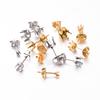 50pcs/lot Stainless Steel 3mm-8mm Blank Stud Earring Claw Ear Post Pins Cup Base Earrings Setting DIY Jewelry Making Findings