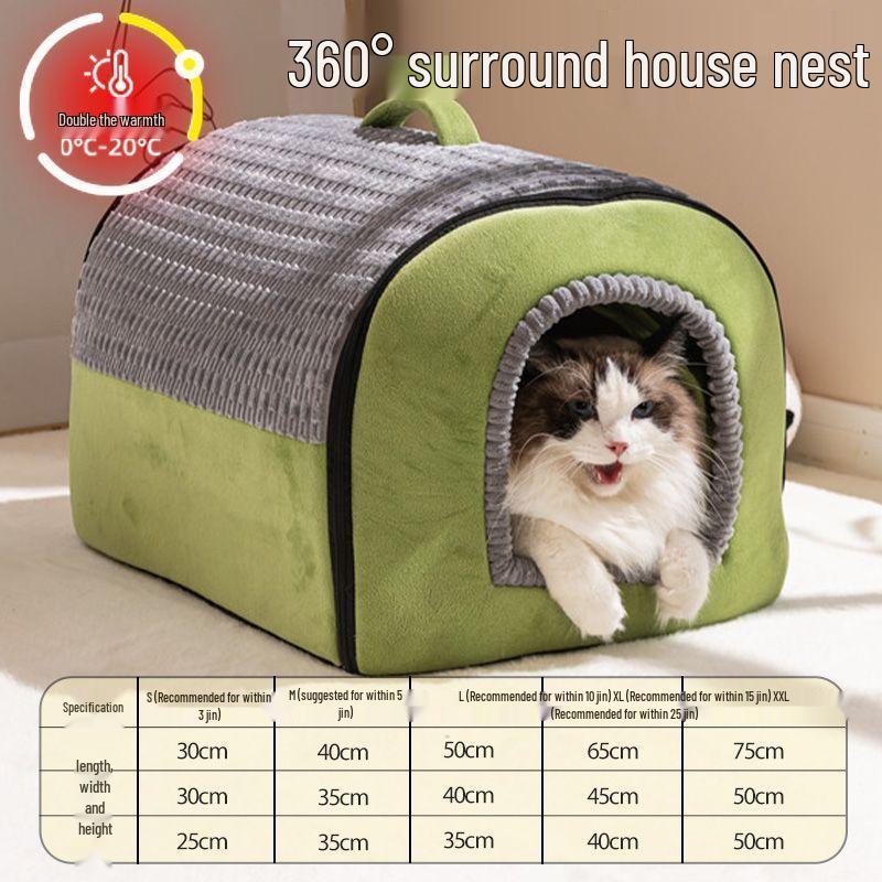 Detachable Washable Enclosed Cat Tent – Cozy All-Season Bed