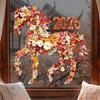 2026 Year Red Flower Horse Vinyl Electrostatic Stickers On the Glass Door Window Wall Removable for Home Office Room Decorations