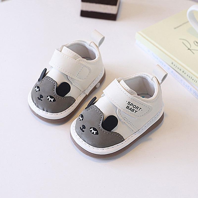 Spring/Autumn Style Infant Walking Shoes for Boys and Girls, Single Shoes 0-2 Years Old, Cartoon Soft-Soled Squeaky Shoes That Make Sound.