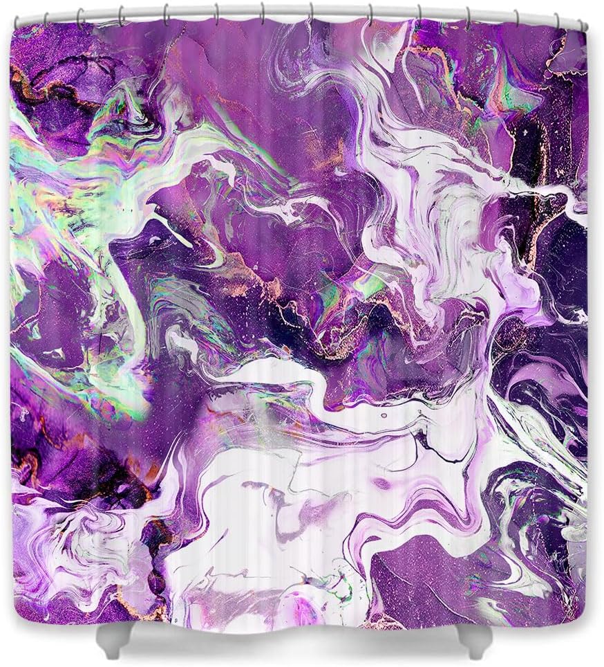 

Black And White Marble Shower Curtain Cool Color Gouache Rainbow Gold Crack Abstract Waterproof Shower Curtain With Hook, W60H190(CM)-1 Pcs