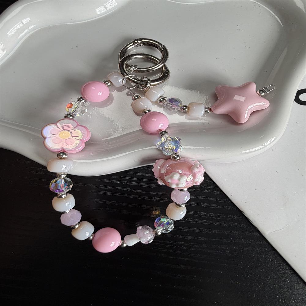 Colorful Handmade Beaded Phone Case Lanyard - Cute & Childlike Design
