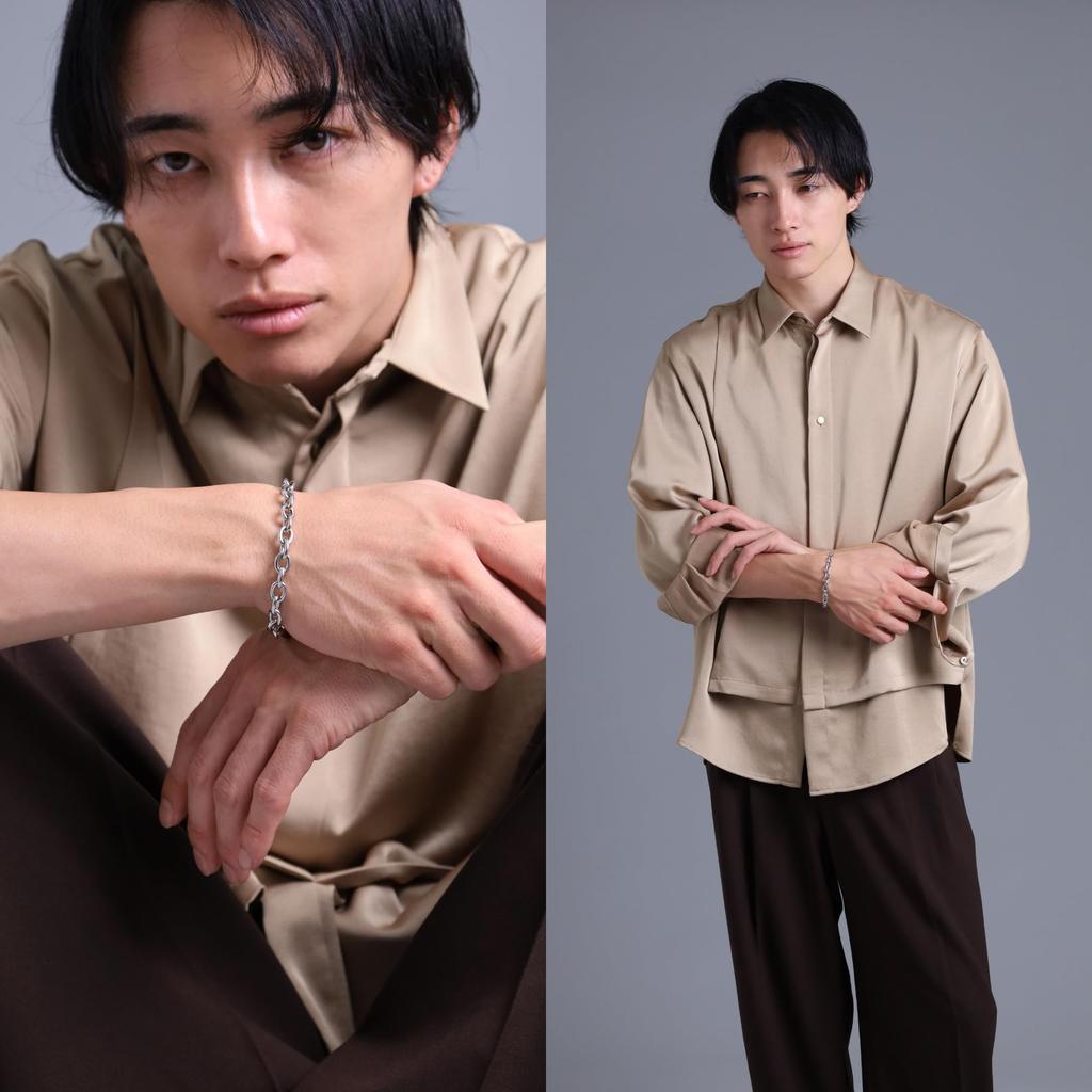 Bracelet Various Chain Bracelet Surgical Stainless Steel TYPE AZUKI L Size 22cm 03BR0015LB [Lionheart] Men's (Hyperallergic) / "B"