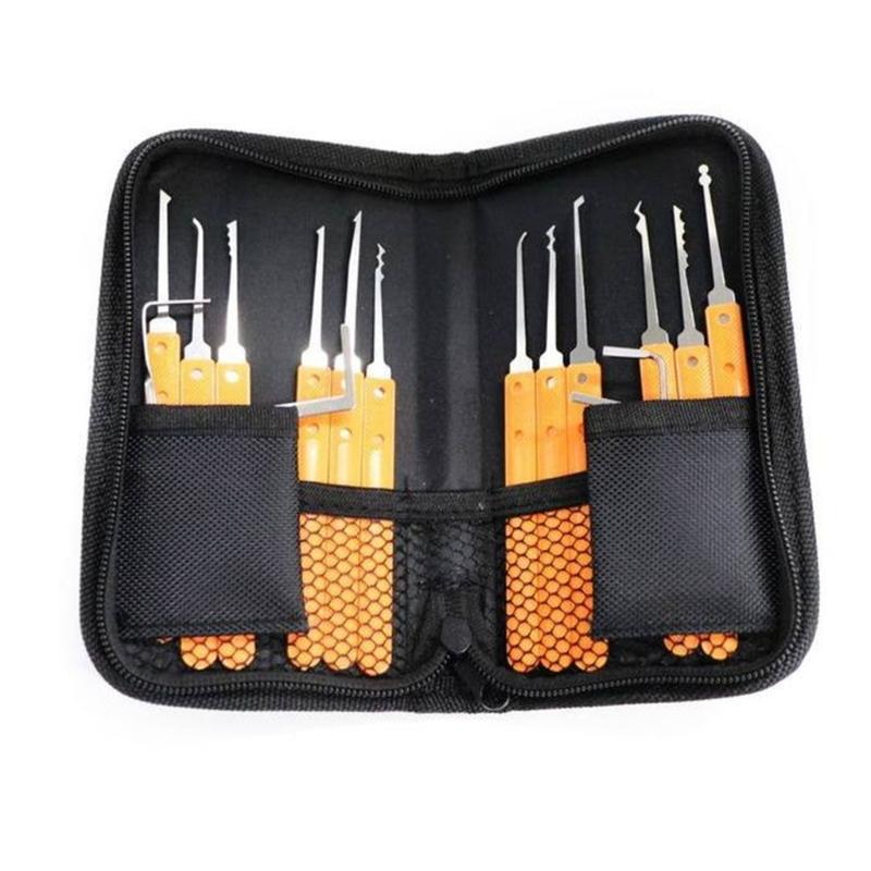 

Набор из 17 предметов из нержавеющей стали для вскрытия замков, перманентный набор отмычек, универсальная совместимость, плотный кейс для хранения 1