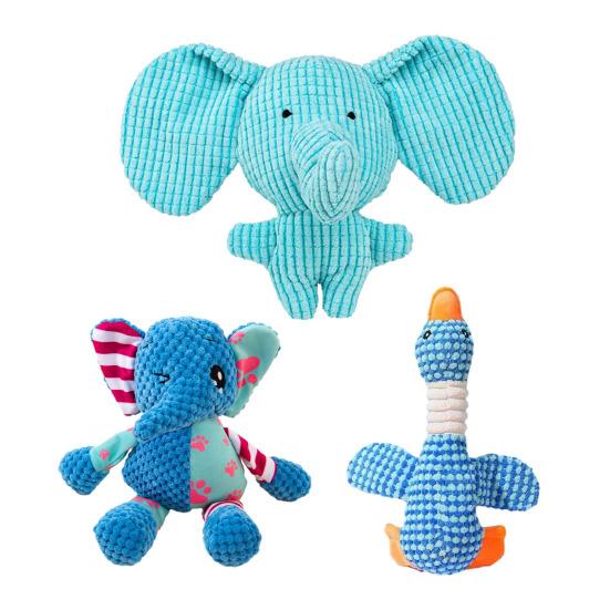 Dog Interactive Plush Toy Indestructible Stuffed Elephant Squeaky Wild Goose Puppy Teething Toy for Aggressive Chewers Stress Anxiety Relief
