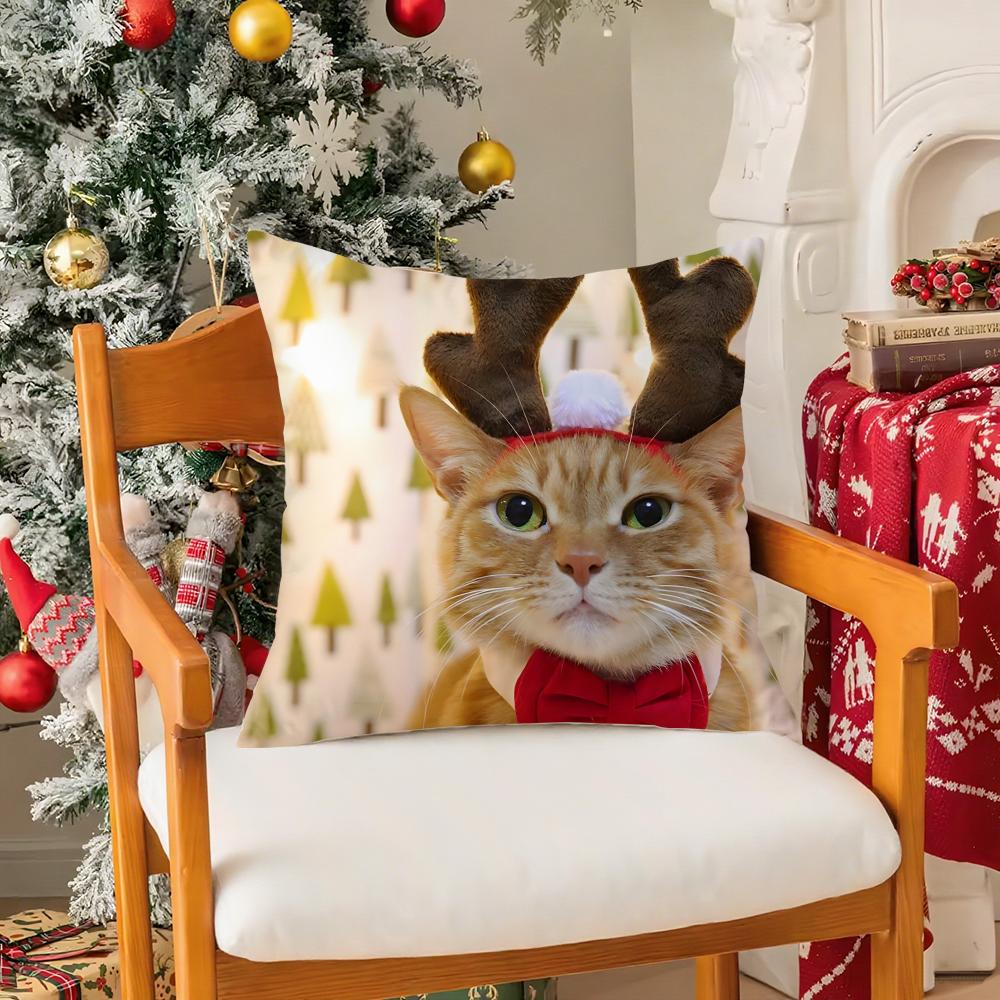 Fantasie und skurrile Tiere Weihnachten Dritter Kissenbezug Seidig Kurzer Plüsch mit Unsichtbarem Reißverschluss Staubdicht Sofa Kissenbezug