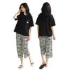 Pajamas Specialty Short Sleeve Summer Round Long Top and Bottom Set with Length [YunXiozy Star] Store Women's Pajamas, 100% Cotton, Neck,