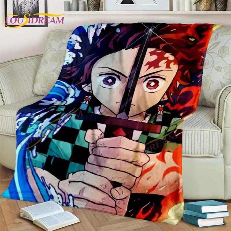 Japonské Anime Demon Slayer Deka Kreslená Deka Tomioka Giyuu Deka Potah na křeslo Deka Pohovka Přehoz přes postel Vějíř Dárek