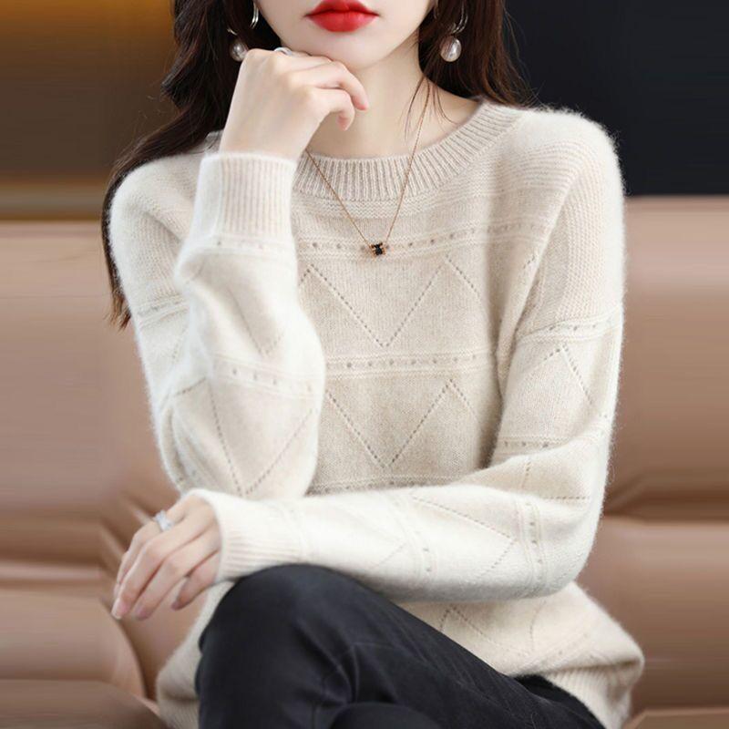 

Женский свитер, женский осенне-зимний корейский вариант, универсальный, модный, высококачественный, однотонный, свитер с длинными рукавами, трикотажный, базовый свитер L