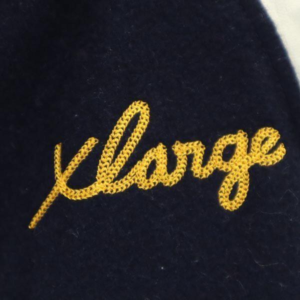 XLARGE wool blend Stajan S Navy blue Sheepskin Leather Sleeves Men's Used
