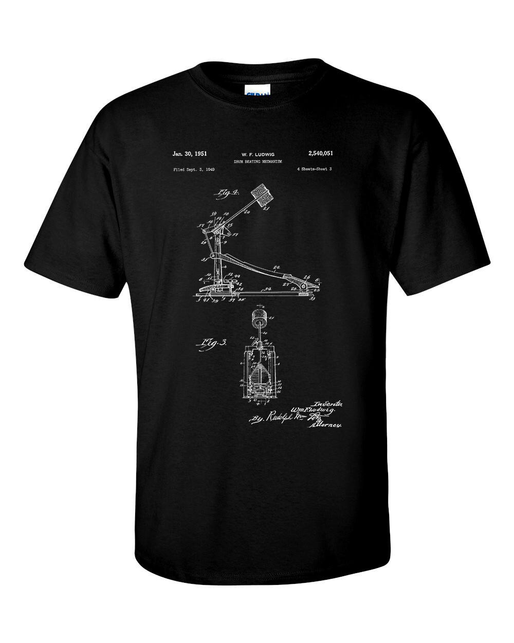 Drum Kick Patent Drummer Drum Pedal Percussion Blueprint T-shirt XXXXL
