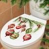 Reusable Christmas Toilet Decoration Sticker, Bathroom Wall Decal, PVC Removable & Decorative Sticker with Colorful Ornaments and Greenery for Wall