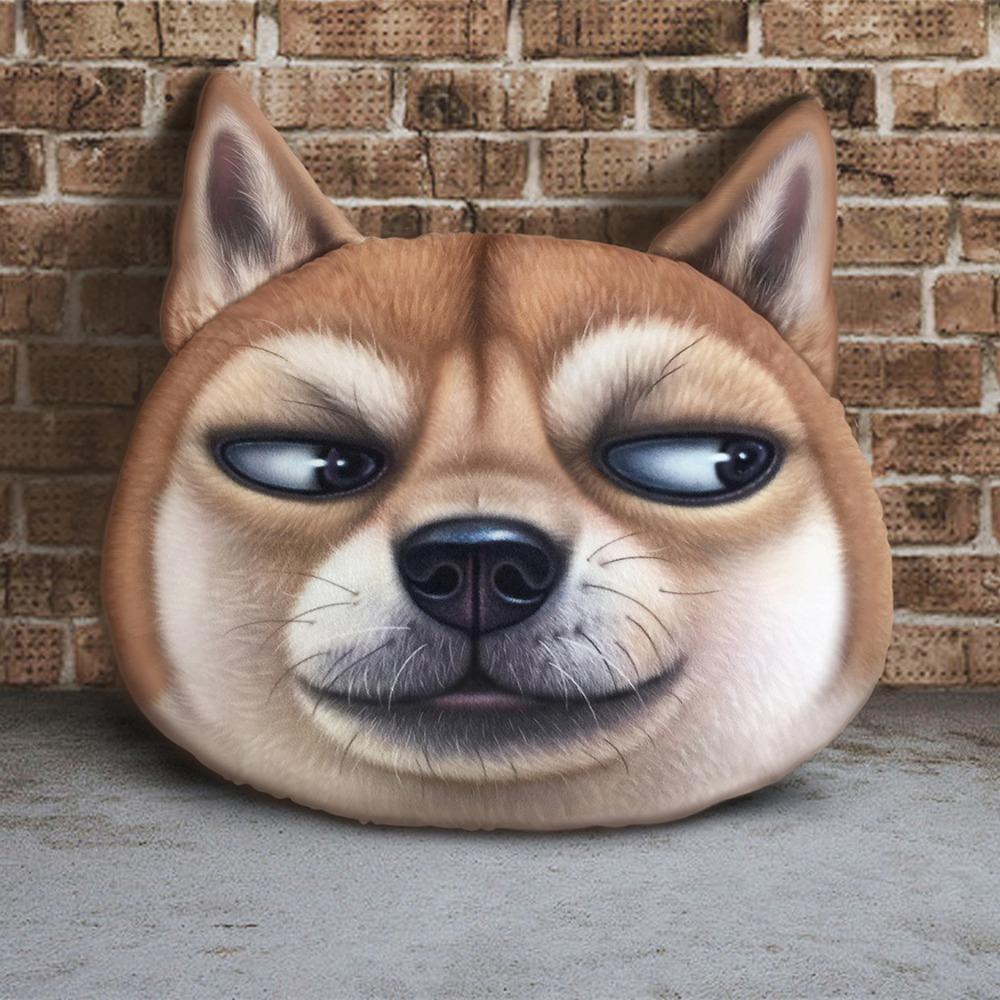 3D 40CM Cat Dog Head Pillow Cushion Realistic Car Seat Cushion  Multipurpose