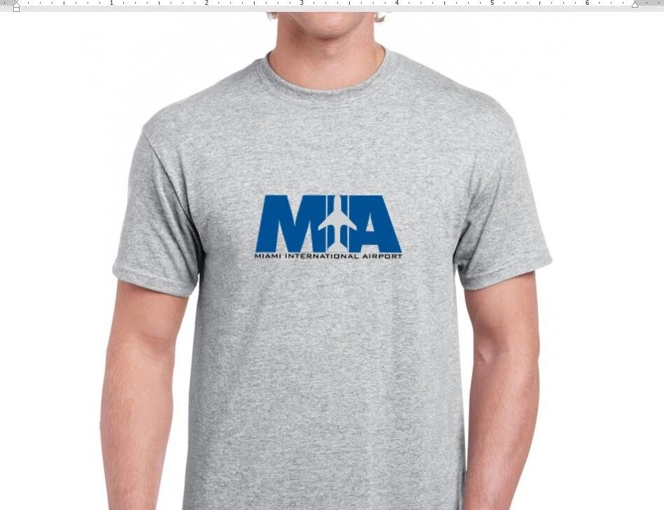 Miami International Airport T-Shirt Florida Beach Travel Blue Gray Tee Shirt XL