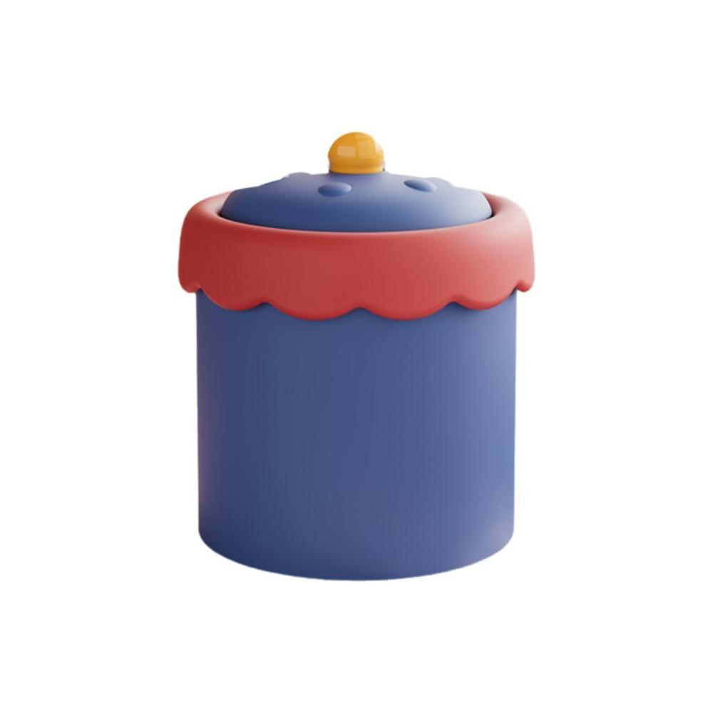 Cartoon Mini Waste Bin with Cover Waste Paper Basket Storage Bucket Tea Slag Can Office