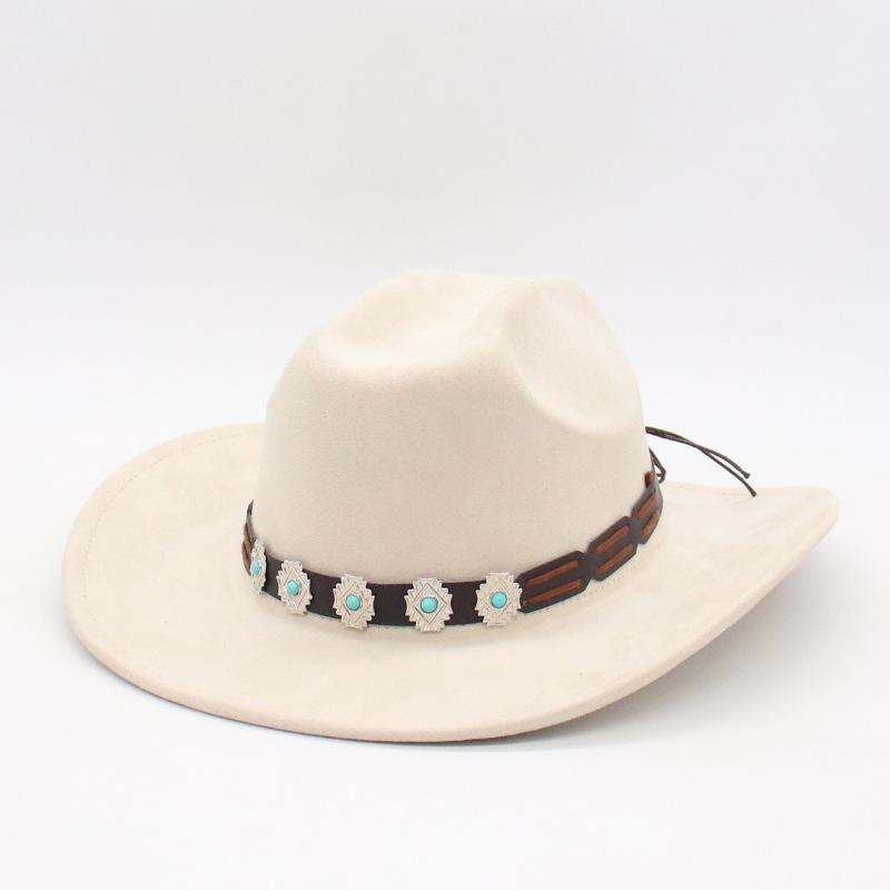 Hot-selling western suede cowboy hat, new Tibetan ethnic woolen jazz hat, grassland shading top hat