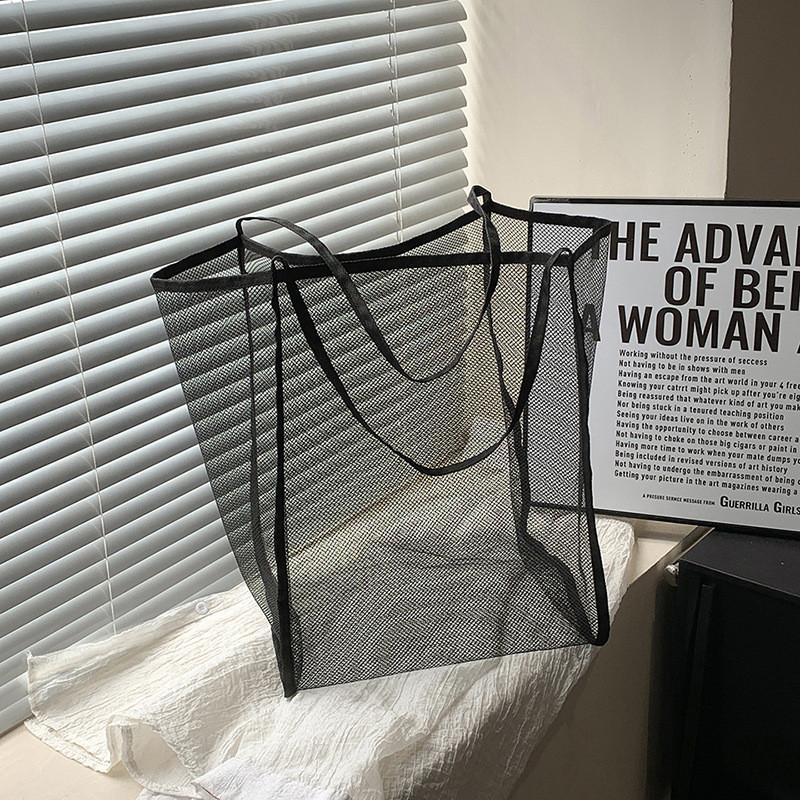 Versatile Colorful Mesh Tote Bag With Large Capacity Perfect For Casual Outings And Beach Trips