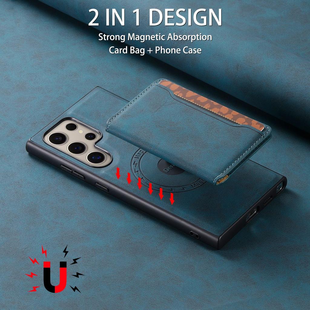 Magnetic Detachable Wallet Cover for Samsung Galaxy S26 Ultra S25 Plus S24 S23 FE Wireless Charging Card Slot Holder Phone Case