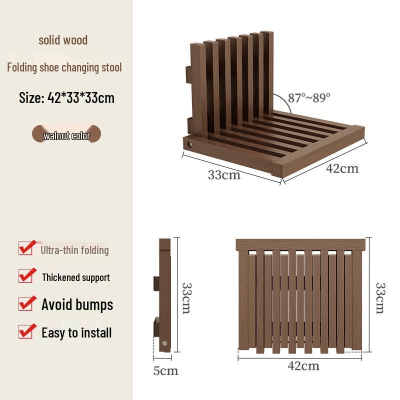 

Настенный складной табурет для обуви из массива дерева для прихожей 42x33x5 cm