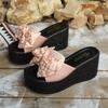 Summer Bow Platform Slippers Wedges Women Sandals 2025 New Super High Heels Trend Shoes Beach Woman Flip Flops Pumps