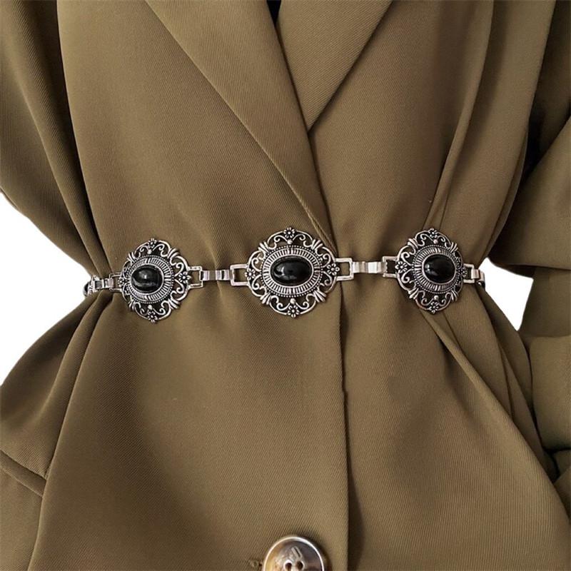 Retro Style WOMEN'S Metal Waist Chain Accessories Decorative Circle Carved Chain Belt High Style Accessories