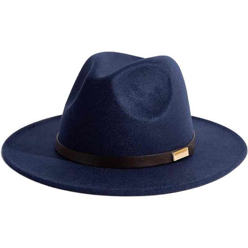 

JYL TS DIY Хлопковая Шляпа с Широкими Полями для Отпуска Войлочная Navyblue+blackbelt_M(56-58cm) пороховая синь