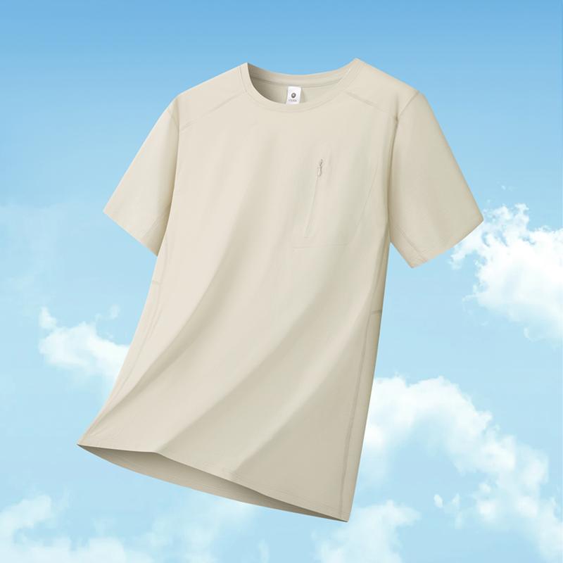 

Men s T-shirt Ice Silk Short Sleeve Short Sleeve Loose Outdoor Stretch Sports Top 2XL хаки