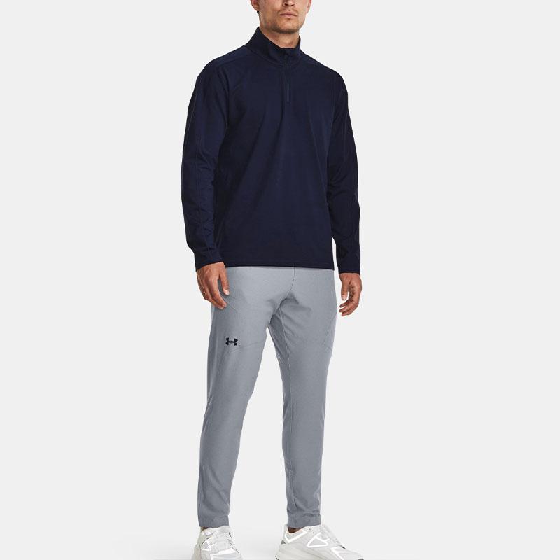 Under Armour Meridian ¼ Zip High Collar Long Sleeve Sports Tee Men Tops Navy-Blue 1379673-410