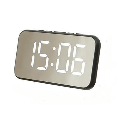 Mirrored Electronic Clock Bedside Snooze Alarm Clock Simple LED Display Table Clock with Date Temperature Display